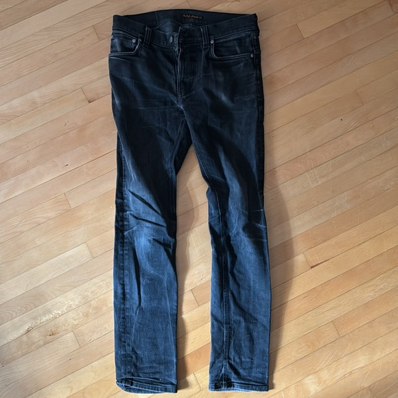 Nudie Jeans Thin Finn 33w 34L black. Washed so now more gray black. - Picture 2 of 5